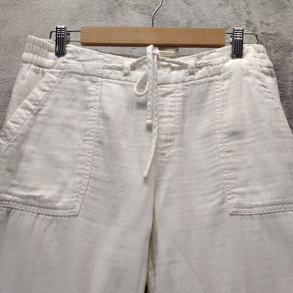 Old Navy Women's Ivory Drawstring Linen Blend Cuffed Pants Size M Coastal - Picture 6 of 10